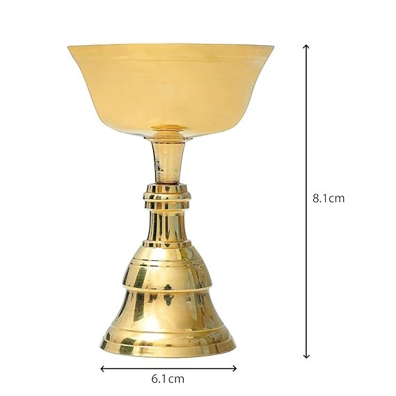 Nitya Akhand Narayan Diya | 110 Gm Brass Diya for Puja | Deepam Kundulu Jyot Oil Lamp | Pooja Items for Home Temple | Traditional for Worship | 8.1 Cm Height | Mandir Puja Article - Image 3