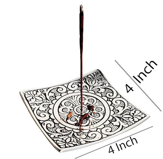 Pure Source India Aluminum Agarbatti Stand, Hand Carved Rust Proof (4 Inch x 4 Inch) - Image 2