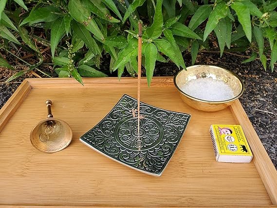 Pure Source India Aluminum Agarbatti Stand, Hand Carved Rust Proof (4 Inch x 4 Inch) - Image 3